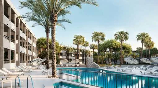 Elegant studio apartment in modern residential complex with pool in Portocolom