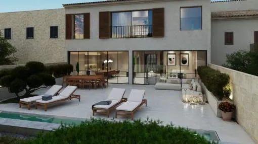 Newly built village house in Ses Salines with beautiful back garden and pool