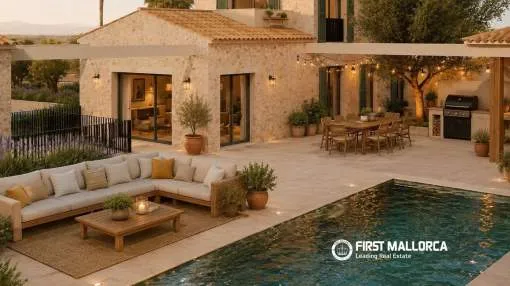 New fantastic finca project with a pool and stunning views of the Tramuntana mountains in Santa Maria del Camí