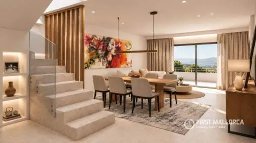 A sophisticated contemporary residence in an exclusive seafront setting close to the golf course in Santa Ponsa.